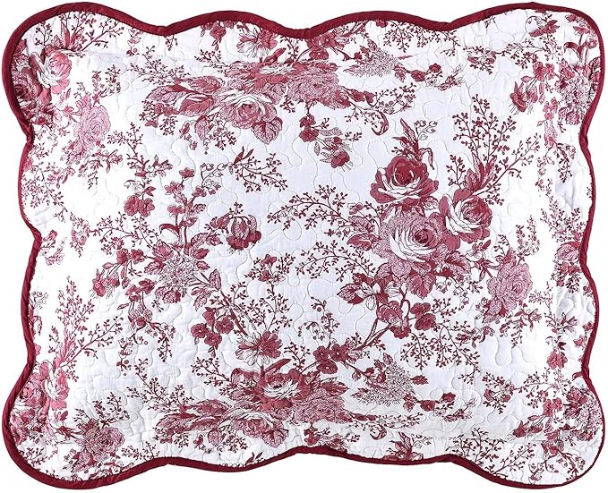Wonderful 100% Cotton Red Floral Bedspread Set Full Size,Quilt Bedding Sets with Pillow Shams, 3 Pieces Botanical Coverlet Set, Quilted Blanket Bed Cover for All Season, 96"x110"