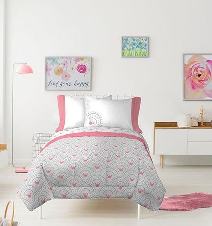 Disney Minnie Mouse Twin Comforter Set - 5 Piece Bedding Includes Sheet Set & Pillow Covers - Super Soft Cozy Pink Mandala Bedding
