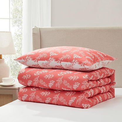 Nestl Twin/Twin XL Comforter Set - Pink Bed in a Bag Twin, 2 Pieces Reversible Bed Set, Soft Floral Bedding Set for College Dorm, All Season Botanical Comforters with Pillow Sham