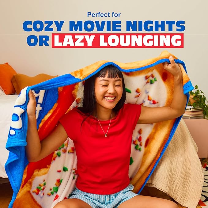 Pop-Tarts™ Cozy Concepts Co. Throw Blanket by Relatable, Looks Like a Giant Strawberry Pop-Tart® to Wrap Yourself Up, for Kids and Teens, 50x60” Cozy Soft Blanket Room Decor