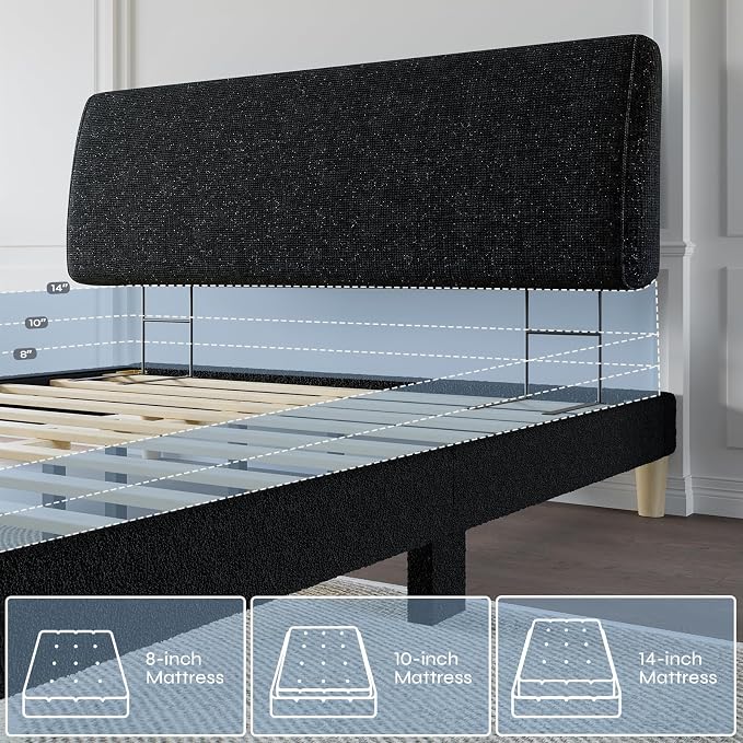 4.7" Upholstered Headboard for Queen Size Bed, Height Adjustable and Ergonomic Headboard, Easy Assemble, Sturdy and Durable, Starry Night Black
