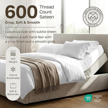 California Design Den 100% Cotton Split King Sheets, 600 Thread Count Sateen, Soft, Cooling Cotton Sheets, Hotel-Quality Bedding Sheets & Pillowcases (Golden Tan)