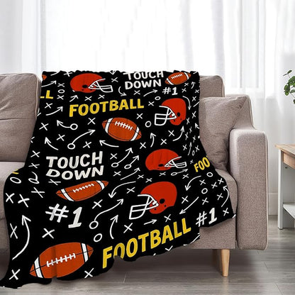 American Football Blanket Super Soft Warm Fluffy Fleece Flannel Ball Sports Throw Blanket Cozy Fuzzy Plush Football Stuff Bedding Blankets Gifts for Teens Boys Kids Women Girls Adults 50"X40"