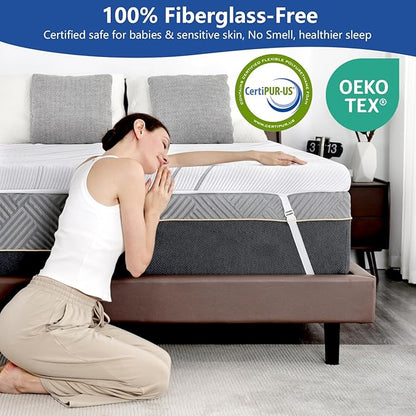 Ultra Firm Mattress Topper King Size, 3 Inch Extra Firm Mattress Pad for Pain Relief, High Density Support Bed Topper with Removable & Washable Cover, CertiPUR-US, No Smell