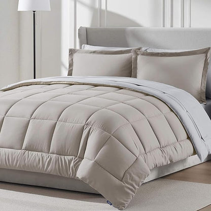 Nestl 7 Piece King Comforter Set – Linen Reversible Bed in a Bag – Complete King Size Bedding Set with Sheets, Pillowcases and Shams