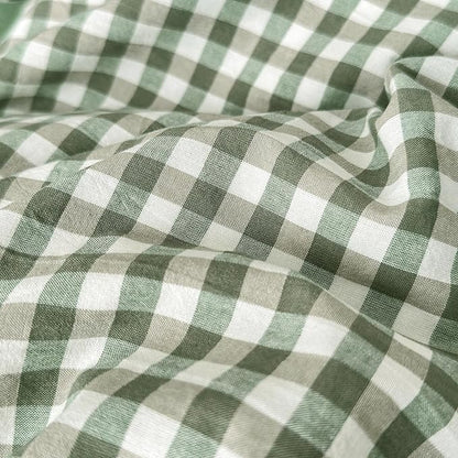 Green Gingham Duvet Cover Full 3 Pieces Green Grid Duvet Cover with 2 Pillowcases 100% Washed Cotton Checkered Plaid Comforter Cover with Zipper Ties Soft Farmhouse Plaid Bedding Set Breathable