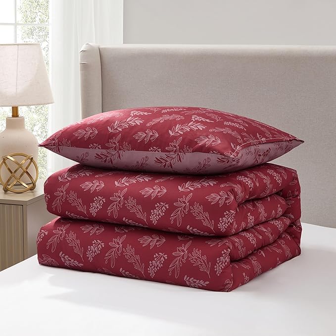 Nestl Twin/Twin XL Comforter Set - Mulberry Bed in a Bag Twin, 2 Pieces Reversible Bed Set, Soft Floral Bedding Set for College Dorm, All Season Botanical Comforters with Pillow Sham