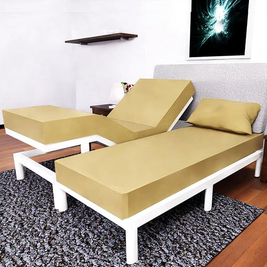 Split Queen Sheets - 5 Pcs Set for Adjustable Bed - Soft, Wrinkle-Resistant (Gold)