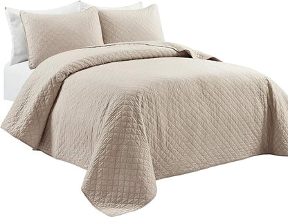 Lush Decor Ava Diamond Cotton Quilt California King Size 3 Piece Set King/California King Neutral - Beige Bedding Set California King Quilt - Quilts