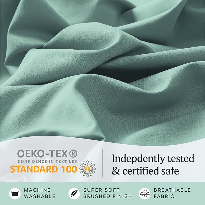 LuxClub 3 PC Sheet Bed Sheets Deep Pockets 18" Eco Friendly Wrinkle Free-Kids-Fitted Sheets Machine Washable Hotel Bedding Silky Soft - Light Teal Twin