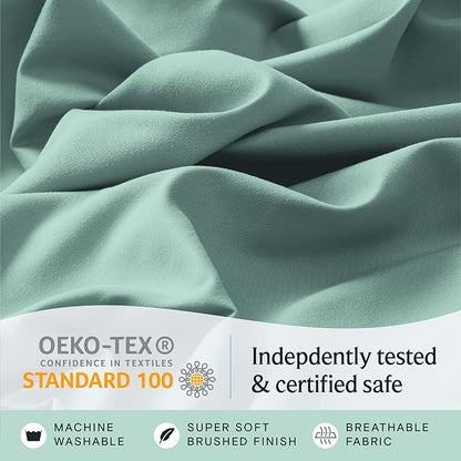 LuxClub 3 PC Sheet Bed Sheets Deep Pockets 18" Eco Friendly Wrinkle Free-Kids-Fitted Sheets Machine Washable Hotel Bedding Silky Soft - Light Teal Twin