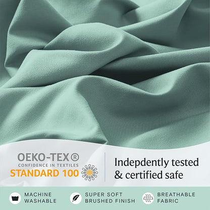 LuxClub Twin XL Sheets - Soft Kids Twin Bed Sheets for Boys and Girls, 3 PC Deep Pockets 18" Eco Friendly Wrinkle Free Kids Fitted Sheets Machine Washable Hotel Bedding Silky Soft- Light Teal Twin XL