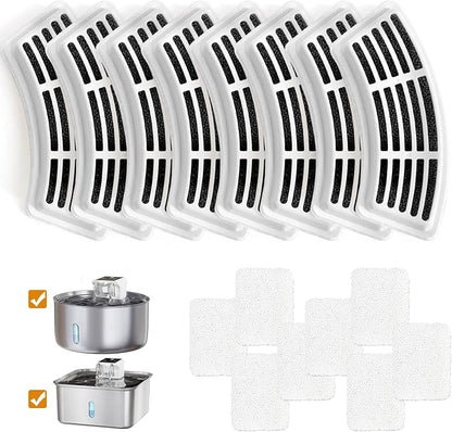 Wireless Dog Water Fountain - Dog Water Bowl Dispenser, 7L/236oz Large Capacity Stainless Steel Cat Fountain with Motion Sensor, Auto Water Dispenser for Multi-Pet Home (8 Filters+8 Sponges)