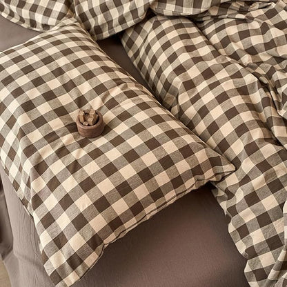 Checkered Twin XL Duvet Cover Tan Brown Washed Cotton Comforter Cover Twin XL Boho Gingham Cute Rustic Duvet Cover Set with Hidden Zipper Vintage Buffalo Plaid Bedding Set Soft Duvet Protector