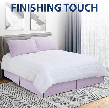 Cathay Home Double Brushed Microfiber Pleated Easy Fit Bed Skirt, Ultra Soft, Fade and Wrinkle Resistant - Lavender, Twin
