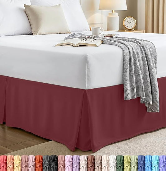 Utopia Bedding Queen Bed Skirt - Soft Quadruple Pleated Ruffle - Easy Fit with 16 Inch Tailored Drop - Hotel Quality, Shrinkage and Fade Resistant (Queen, Burgundy)