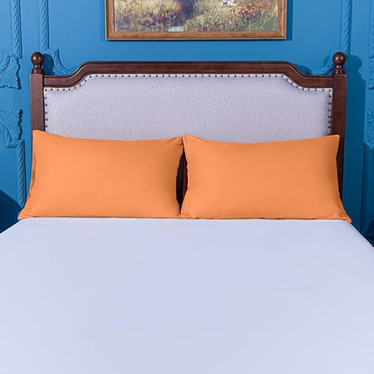 NTBAY Standard Pillowcase Set - 2 Pack Brushed Microfiber 20x26 Pillowcases - Soft, Wrinkle-Free, Fade-Resistant, Stain-Resistant, Pale Orange Pillowcases with Envelope Closure - 20x26 Inches