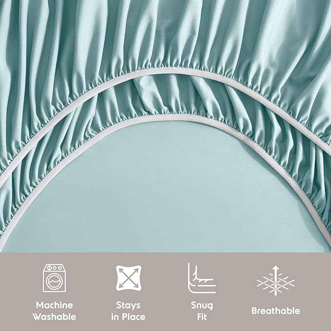 Nestl Twin XL Sheet Set - College Dorm Size - Luxury 1800 Ultra-Soft Microfiber Twin Extra Long Bed Sheets - Deep Pockets - Easy Fit - Extra Soft - 3 Piece Set (Twin XL, Light Blue)