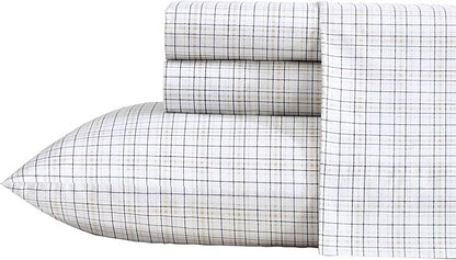 Nautica - King Sheets, Premium Cotton Percale Bedding Set, Plaid Home Decor, Oeko-Tex Certified (Malor Plaid Blue, King)