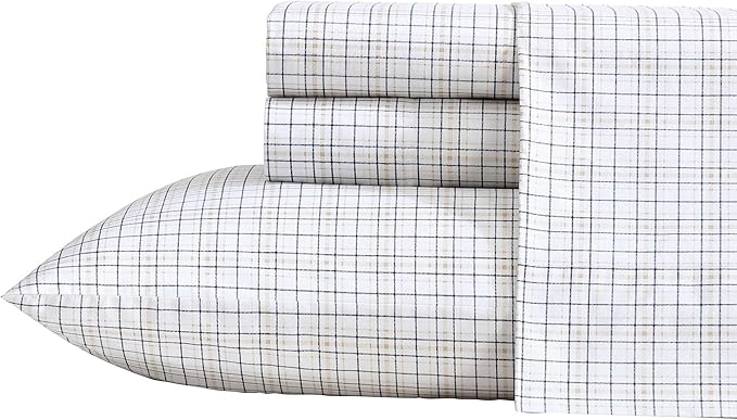 Nautica - Twin XL Sheets, Premium Cotton Percale Bedding Set, Plaid Home Decor, Oeko-Tex Certified (Malor Plaid Blue, Twin XL)