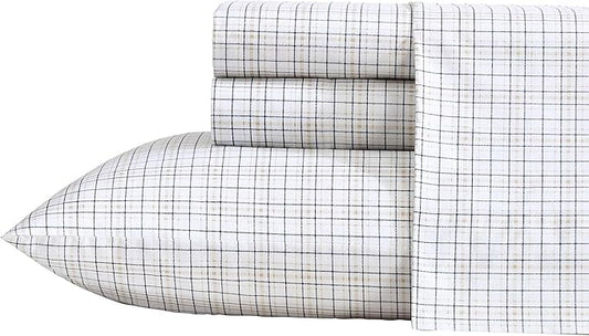 Nautica - Twin XL Sheets, Premium Cotton Percale Bedding Set, Plaid Home Decor, Oeko-Tex Certified (Malor Plaid Blue, Twin XL)