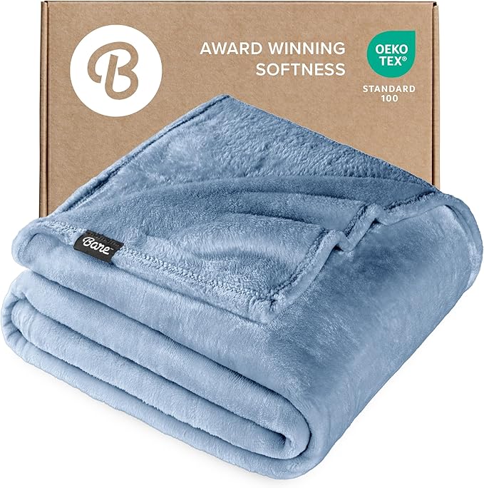 Bare Home Fleece Blanket - Throw Extra Long - Ultra-Soft Lightweight for Bed, Sofa, and Couch - Luxury Microplush - Cozy Warm Blanket (Throw XL, Coronet Blue)