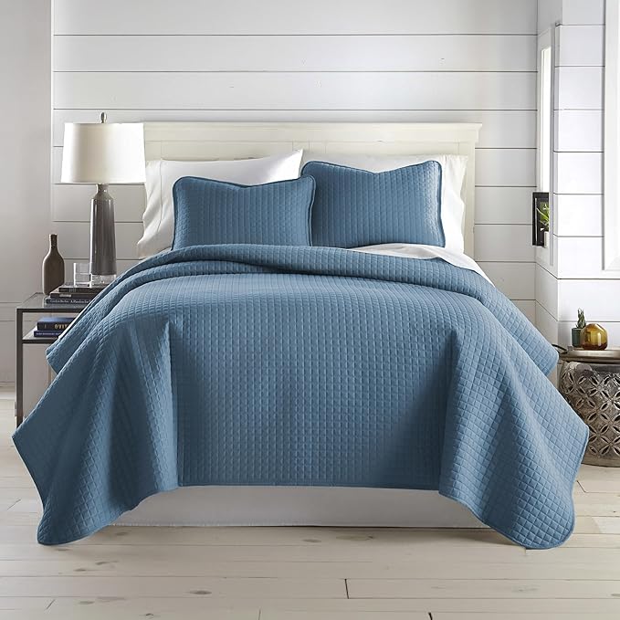Southshore Fine Living, Inc. Summer Quilt King Size Bedding Set with 2 Pillow Shams, Lightweight Bedspreads King Size, Blue Coverlet Quilt Comforter, Pet Hair Resistant Bedding, Coronet Blue Quilt