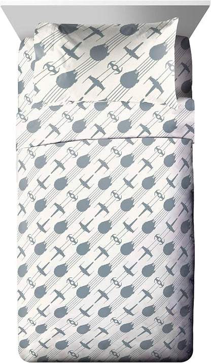 Jay Franco Star Wars Twin Size Comforter Set - 5 Piece Bedding Includes Sheet Set & Pillow Covers - Super Soft Cozy Bedding with Death Star and Millennium Falcon