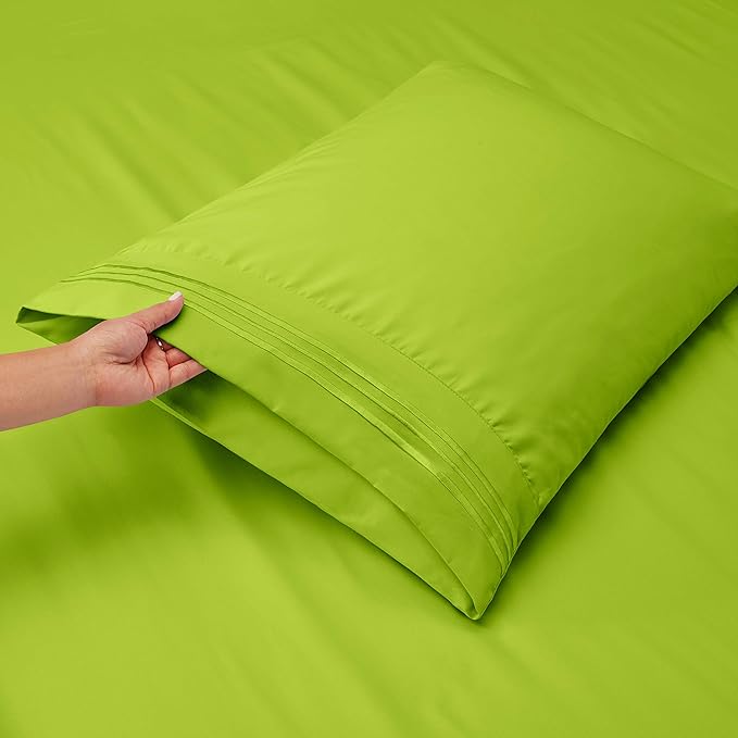 Clara Clark Full Sheets, 6 Piece Set - Hotel Luxury Bed Sheets, Super Soft Bedding Set, Full Size, Garden Green