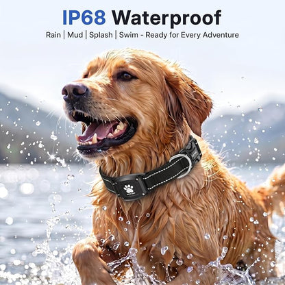 GPS Dog Collar Tracker 2-in-1,Reflective Waterproof Pet Collar,iOS-Only,No Monthly Fees,Unlimited Range,Dog Tracking Collar Pet Tracker,for Small Medium Large Dogs(XS (10.5"-13.5"), Black)
