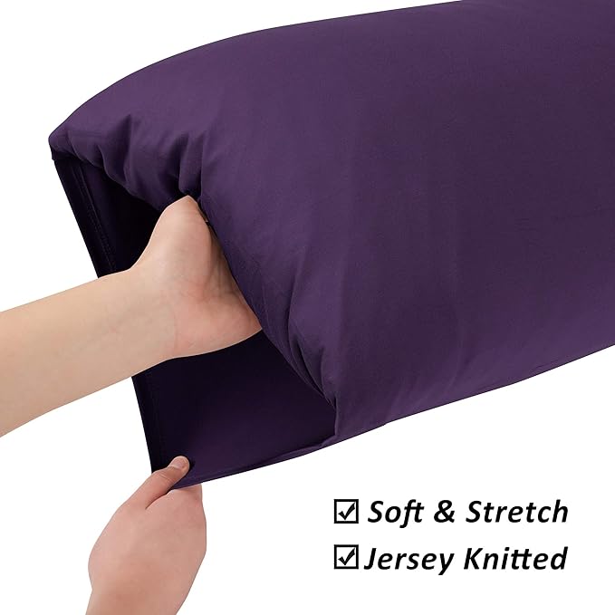 Stretch Pillowcases - Micro Jersey Knit & Ultra Soft, Standard Size - Set of 2 Pillow Cases, Purple