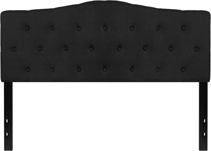 EMMA + OLIVER Tufted Upholstered Queen Size Headboard in Black Fabric