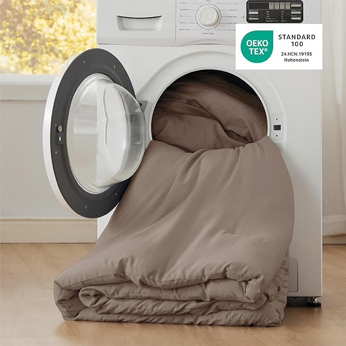 Bedsure California King Comforter Set, Brown Soft Prewashed Bedding for All Seasons, 3 Pieces GentleSoft™ Bed Set, 1 Lightweight Comforter (104"x96") and 2 Pillowcases (20"x36")