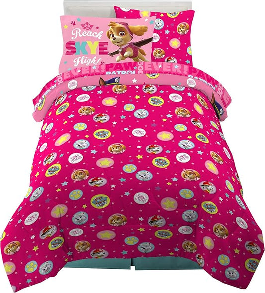 Paw Patrol Girls Kids Bedding Super Soft Comforter and Sheet Set with Sham, 5 Piece Twin Size, (100% Officially Licensed Nickelodeon Product) By Franco