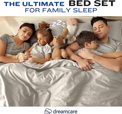 DREAMCARE California King Sheet Sets - Cooling Bed Sheets - 4pcs Set - up to 15" Deep Pocket Cal King Sheets - California King Sheets - Soft & Lasting 100% Brushed Polyester with Side Pocket - Ivory