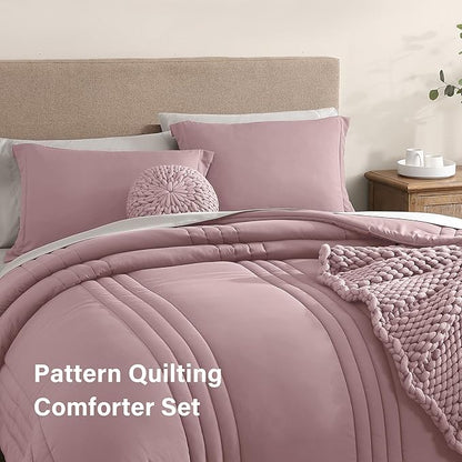Monbix Queen Comforter Set - 7 Pieces Zephyr Bed in a Bag Queen Bedding Sets with Comforters, All Seasons Comforter Bed Set with Sheets, Pillowcases & Shams