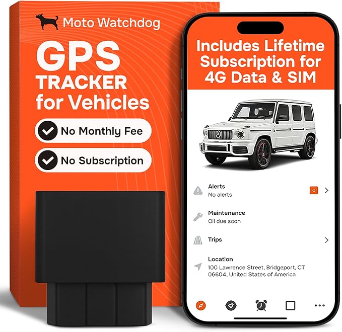 GPS Tracker for Vehicles, No Subscription, No Monthly Fee | Real-Time Location, Mileage Tracking, Speeding Monitoring, Route History, Geofence, Geofence, OBD, for Fleets & Families