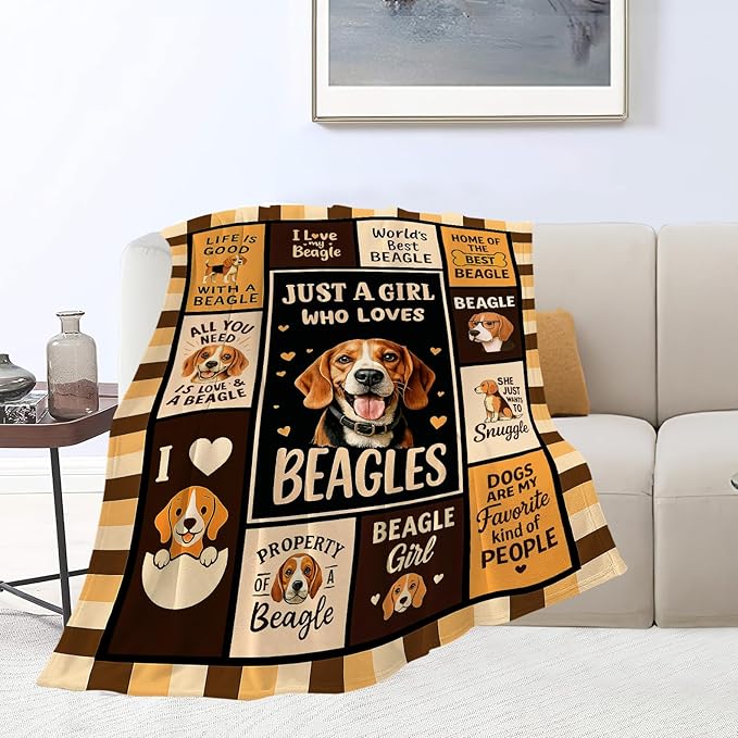 Beagle Blanket Super Soft Warm Fluffy Fleece Flannel Dog Animal Throw Blanket Cozy Fuzzy Plush Stuff Bedding Blankets Gifts for Women Kids Boys Girls Adults 50"X40"