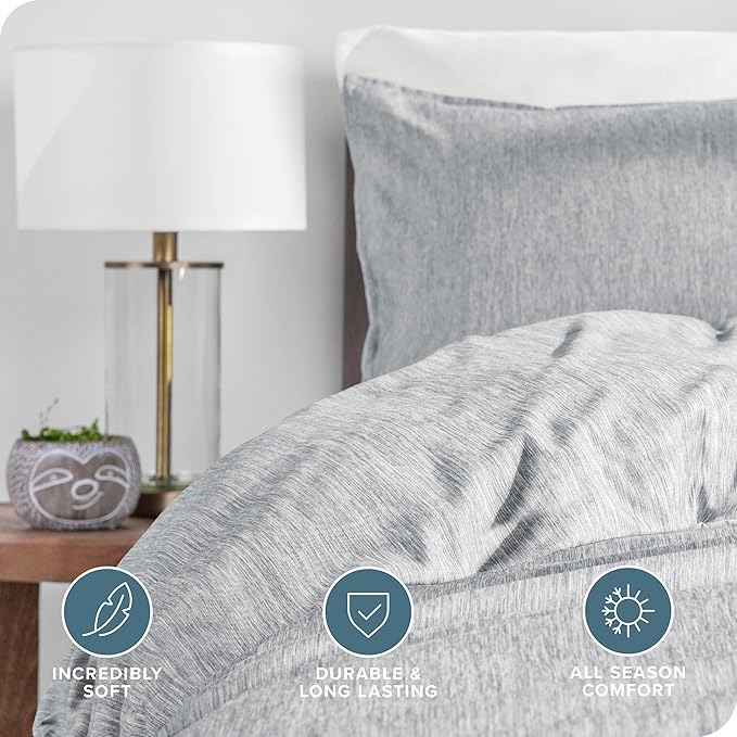 Bare Home Bedding Duvet Cover Oversized Queen Size - Premium 1800 Super Soft Duvet Covers Collection - Lightweight & Soft Textured Bedding (Oversized Queen, Heathered Pewter)