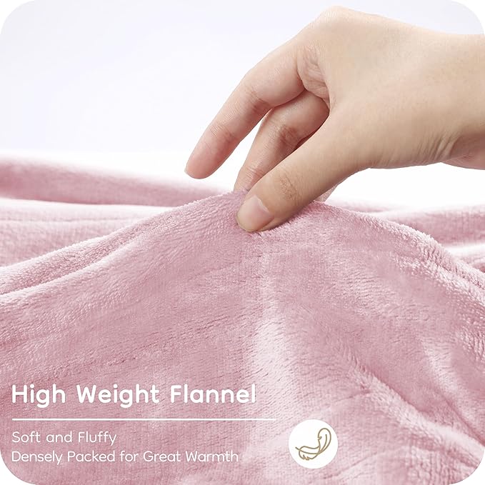 Electric Heated Blanket Queen Size 84"x90", with Dual Control Breathable & Luxurious Flannel, with 4 Heating Levels & 10 Hours Auto-Off, Fast Heating, Machine Washable, for Bedding -Light Pink