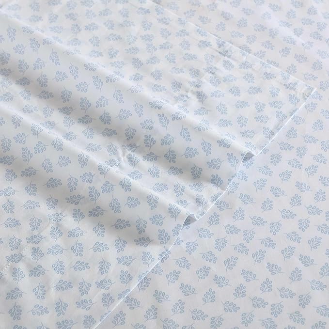 Nautica - Twin Size Sheets Set, Crisp & Tailored Floral Bedding with a Smooth Cotton Percale, Bed Sheets with Matching Pillowcase & Fitted Sheet (Breezy Bloom Blue)