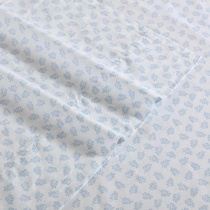 Nautica - Twin XL Size Sheets Set, Crisp & Tailored Floral Bedding with a Smooth Cotton Percale, Bed Sheets with Matching Pillowcase & Fitted Sheet (Breezy Bloom Blue)