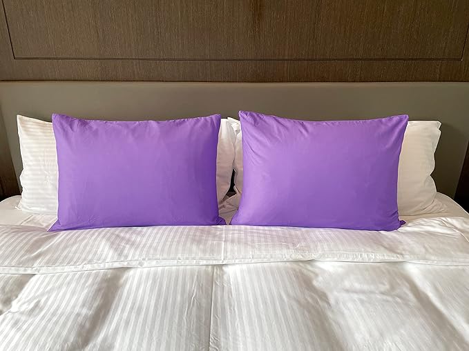 iMaylex Soft 100% Egyptian Cotton Zipper Closure Pillowcases, Cozy and Lightweight Pillow Case, Set of 2, Purple, King, 20" x 36"
