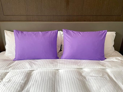 iMaylex Soft 100% Egyptian Cotton Zipper Closure Pillowcases, Cozy and Lightweight Pillow Case, Set of 2, Purple, Standard, 20" x 26"