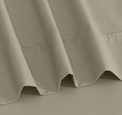RUVANTI 100% Cotton Sheets – Full Size Percale Bedding, Cooling & Breathable, Durable with a Crisp, Soft & Comfortable Feel, 16" Deep Pocket, 4-Piece Set, Taupe