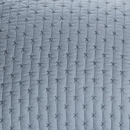 Levtex Home - Cross Stitch Chambray Quilt Set - King Quilt + Two King Pillow Shams - Cross Stitched Pattern - Quilt Size (106x92in.) and Pillow Sham Size (36x20in.) - Reversible - Cotton Fabric