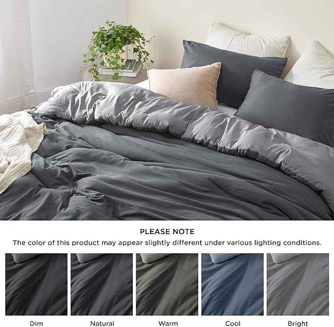 Bedsure Twin/Twin XL Comforter Set, Dark Gray Soft Prewashed Bedding for All Seasons, 2 Pieces GentleSoft™ Bed Set, 1 Lightweight Comforter (68"x88") and 1 Pillowcase (20"x26")
