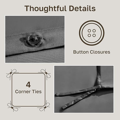 California Design Den Twin XL/Twin Size Duvet Cover Only - Premium 400 Thread Count, Natural 100% Cotton Duvet Cover, Soft Sateen Weave, Button Closure and Corner Ties - Grey
