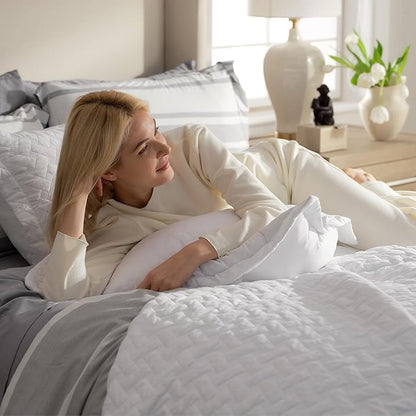 Bedsure Quilts Twin Size - Lightweight Bedspreads Twin Size with Basket Weave Pattern, Soft Quilt Bedding Set, White Comforter Set Coverlet for All Seasons with 1 Pillow Sham (68" x 86") | Skin-Friendly Soft, All-Season Comfort, Breathable, Lightweight...