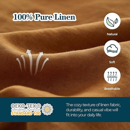 Simple&Opulence Body Pillow Cover 20" x 54",100% Pure Linen, Ultra Soft and Breathable, Body Pillowcase with Envelope Closure for Adults (Rust)